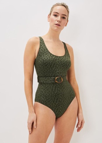 Phase Eight Lolicia Animal Texture Swimswuit Swimwear Khaki USA | 9534816-PH